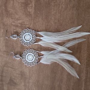 White feather earrings
